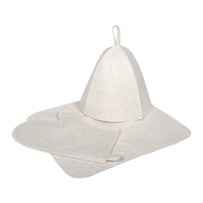Набор из 3-х предметов (шапка коврик рукавица) белый /41218/42013